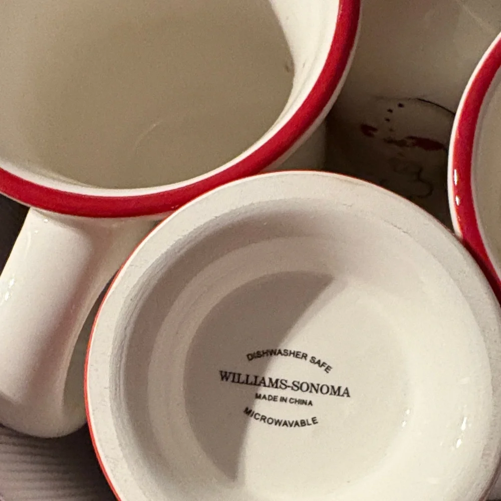Williams Sonoma Snowman Chef Mug Set in Red and White new never used